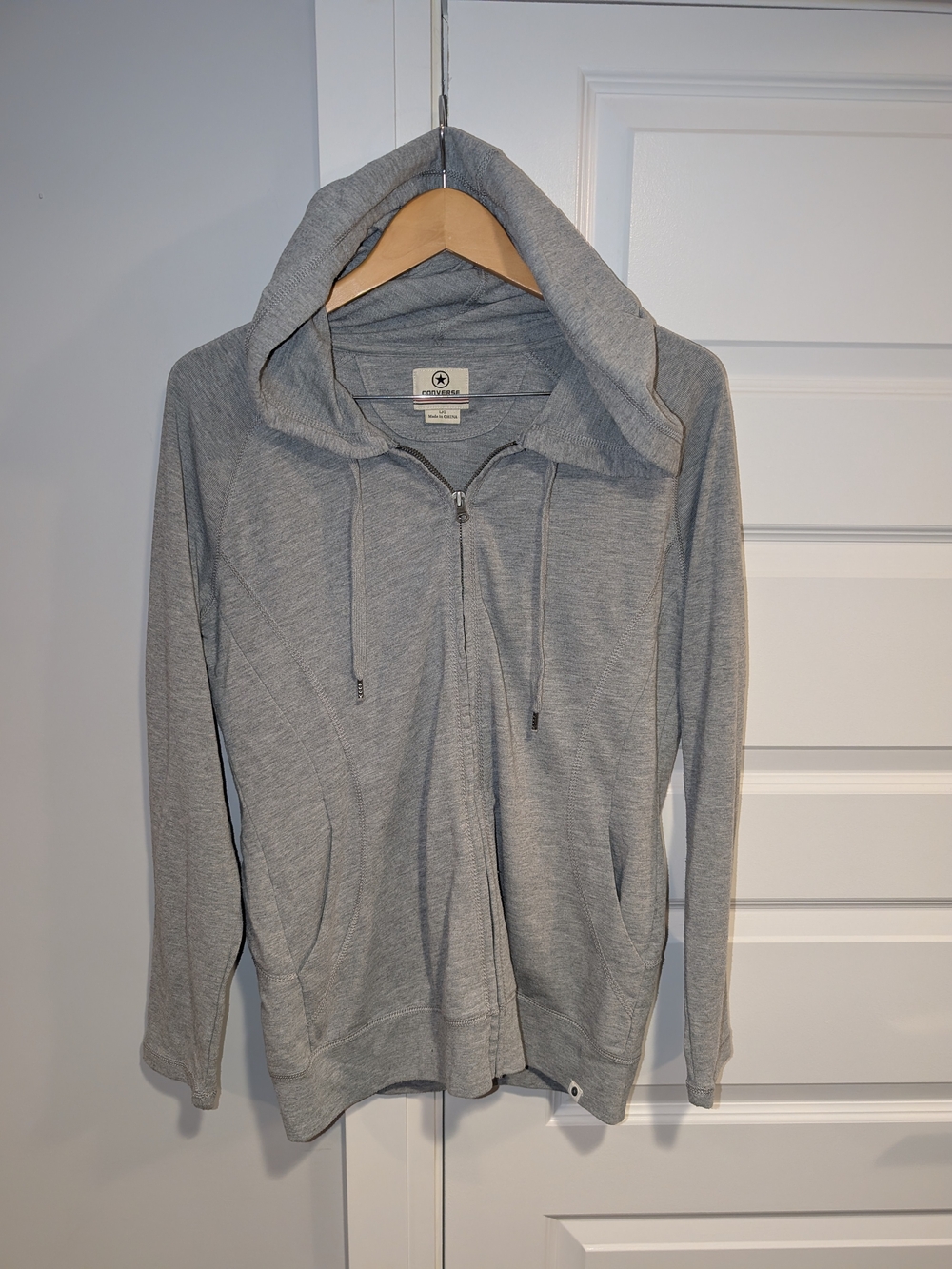 Converse Light Gray Zip-Up Hooded Sweater